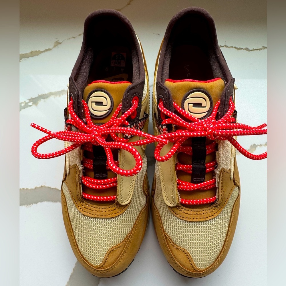 Travis Scott x Air Max 1 'Wheat' - Mens Sz 5.5 (Equivalent to Woman’s Sz 7) - Picture 8 of 13